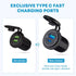 Fast charging ports of type c and usb car charger cigarette lighter adapter