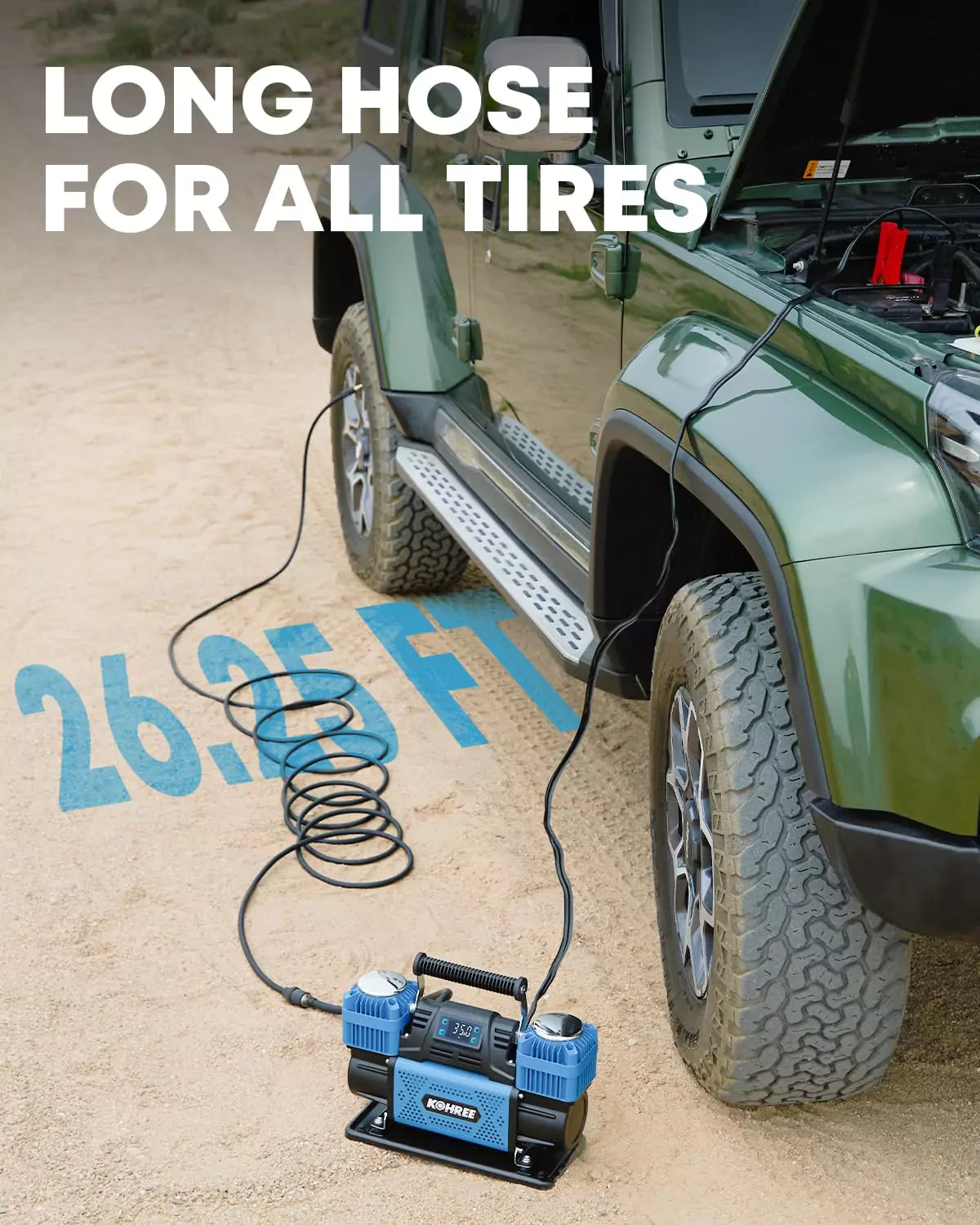 Kohree vehicle air pump with long hose