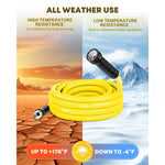 Yellow garden hose with temperature resistance features 