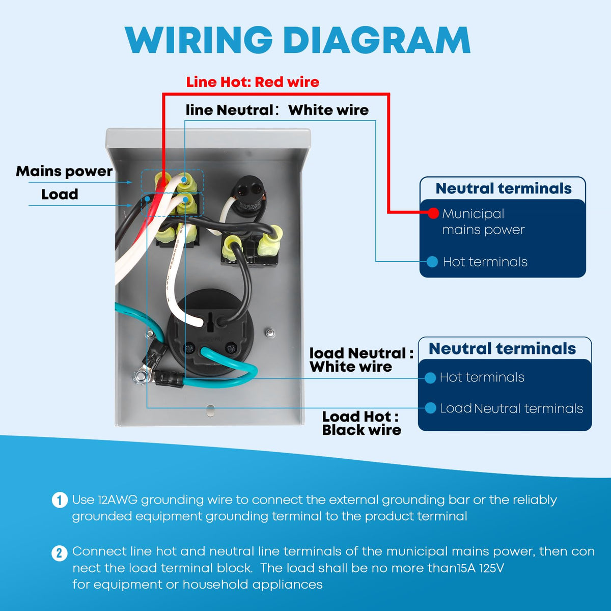 Wiring Diagram for Kohree 15 AMP Generator Transfer Switch