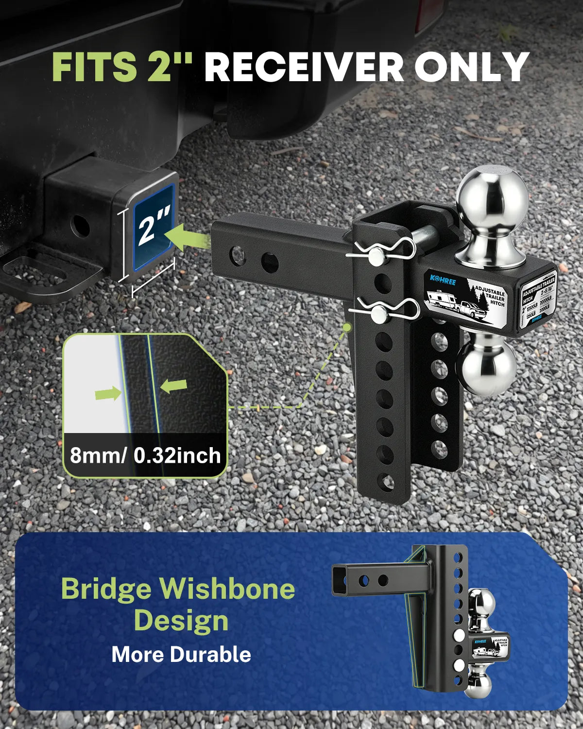 adjustable drop trailer hitch fits 2 inch receiver only