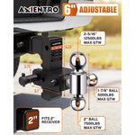 Axientro 6 inch trailer hitch with adjustable ball and measurements 
