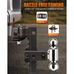 Rattle-free adjustable trailer hitch 8 inch 2 balls 