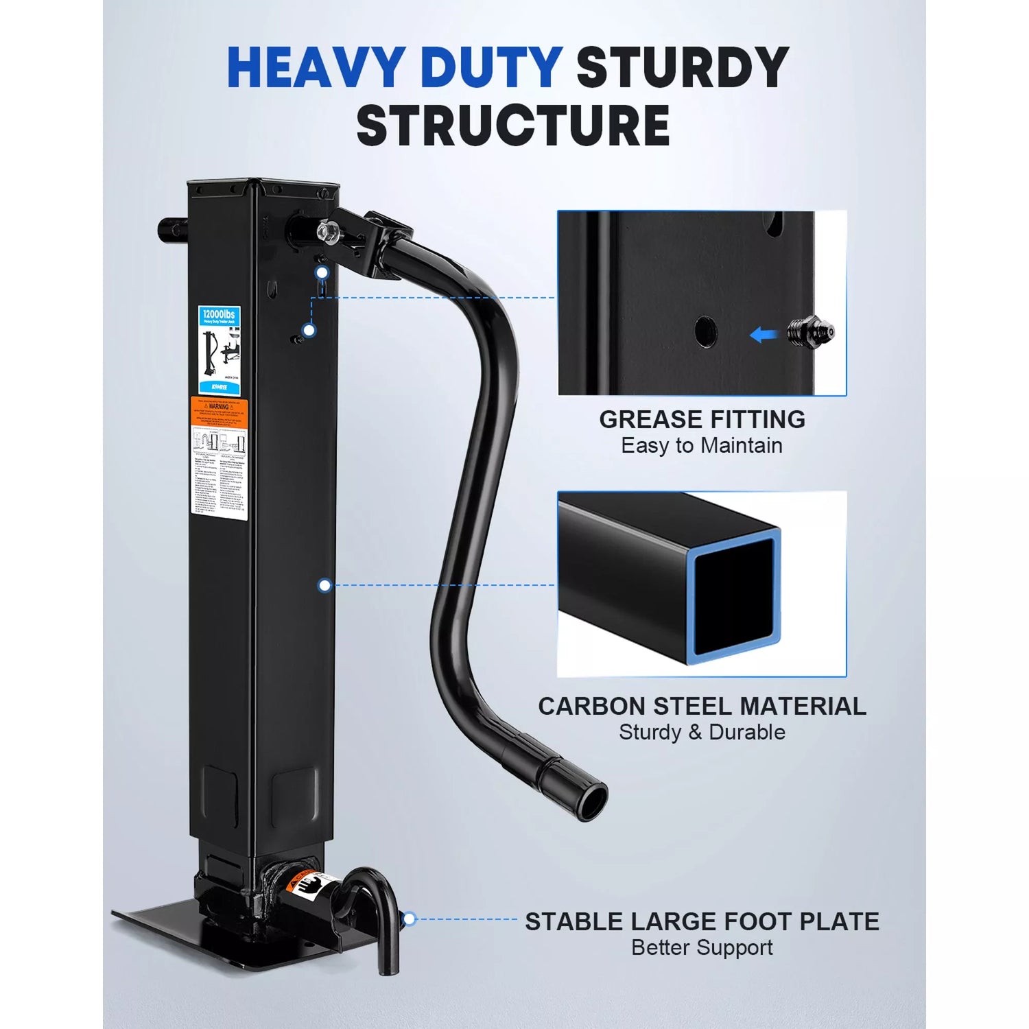 12000 lbs Heavy Duty Trailer Jack with Square Direct Weld