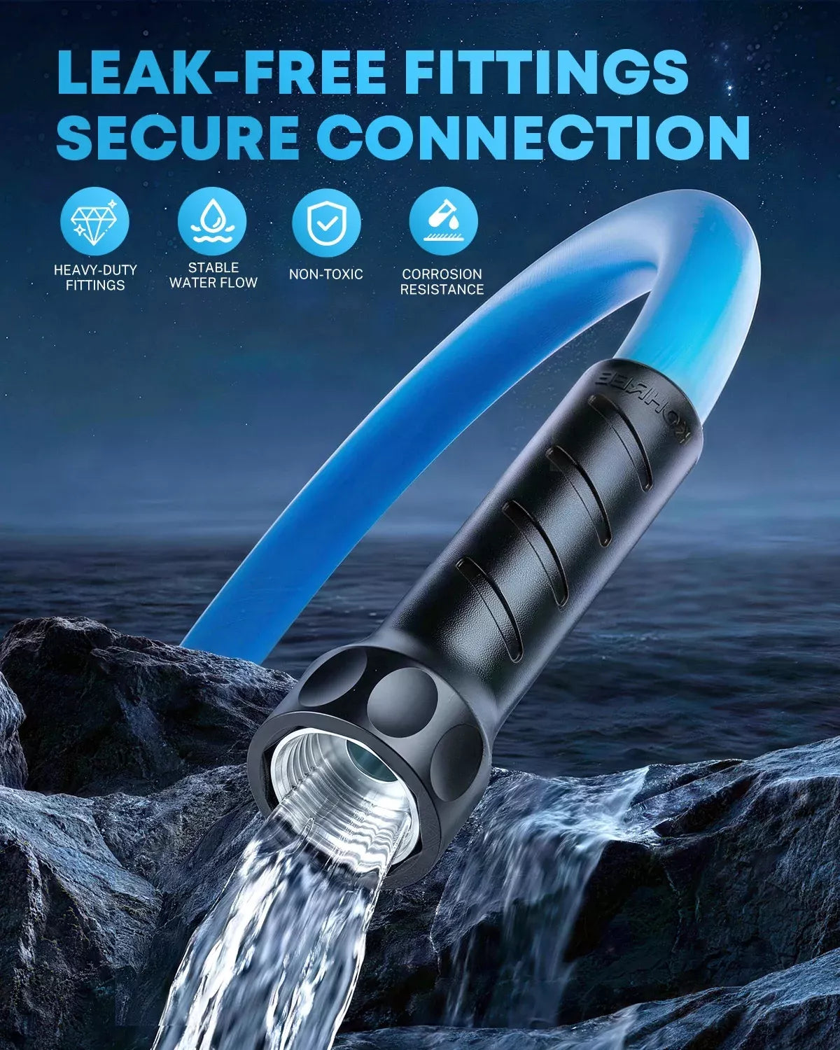 Kohree drinking water hose with leak free fittings secure connection