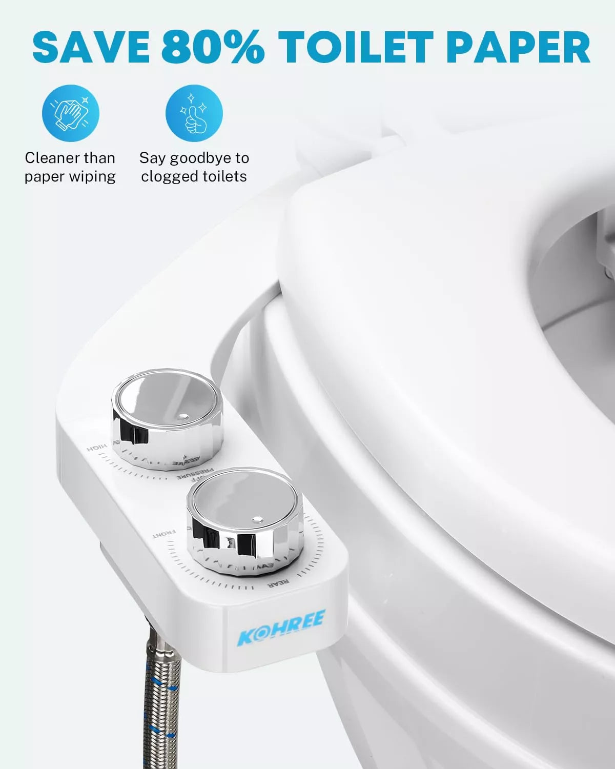 RV bidet attachment reducing toilet paper waste