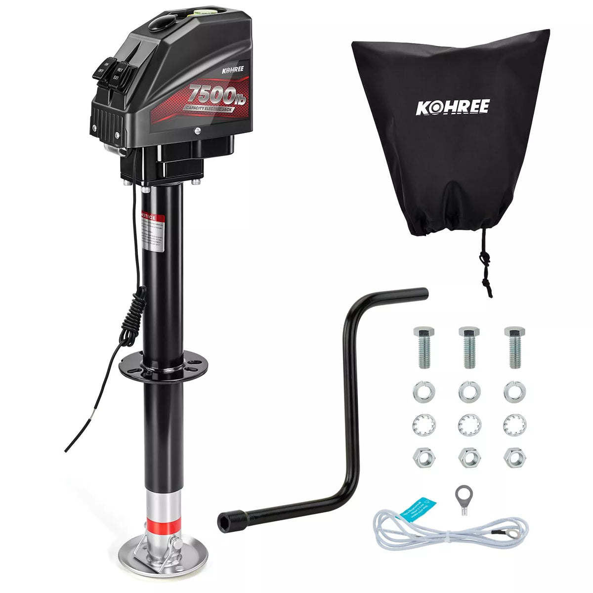 kohree electric trailer jack 7500 lbs single wire 