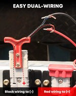 2 pin wiring trailer jack wiring diagram with red and black wires labeled for easy dual-wiring setup. 