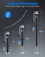 Side-wind Trailer Jack Handle with Ergonomic Grip for smooth and easy manual lifting of camping trailers.