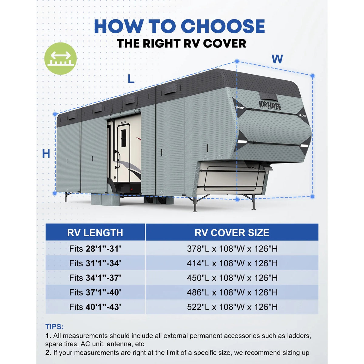 Roll-up access panels allow convenient RV checks with the fifth wheel cover installed