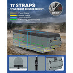 Adjustable straps help reduce shifting and flapping of the fifth wheel RV cover