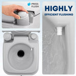 Toilet flushing mechanism with press flush action and water flow
