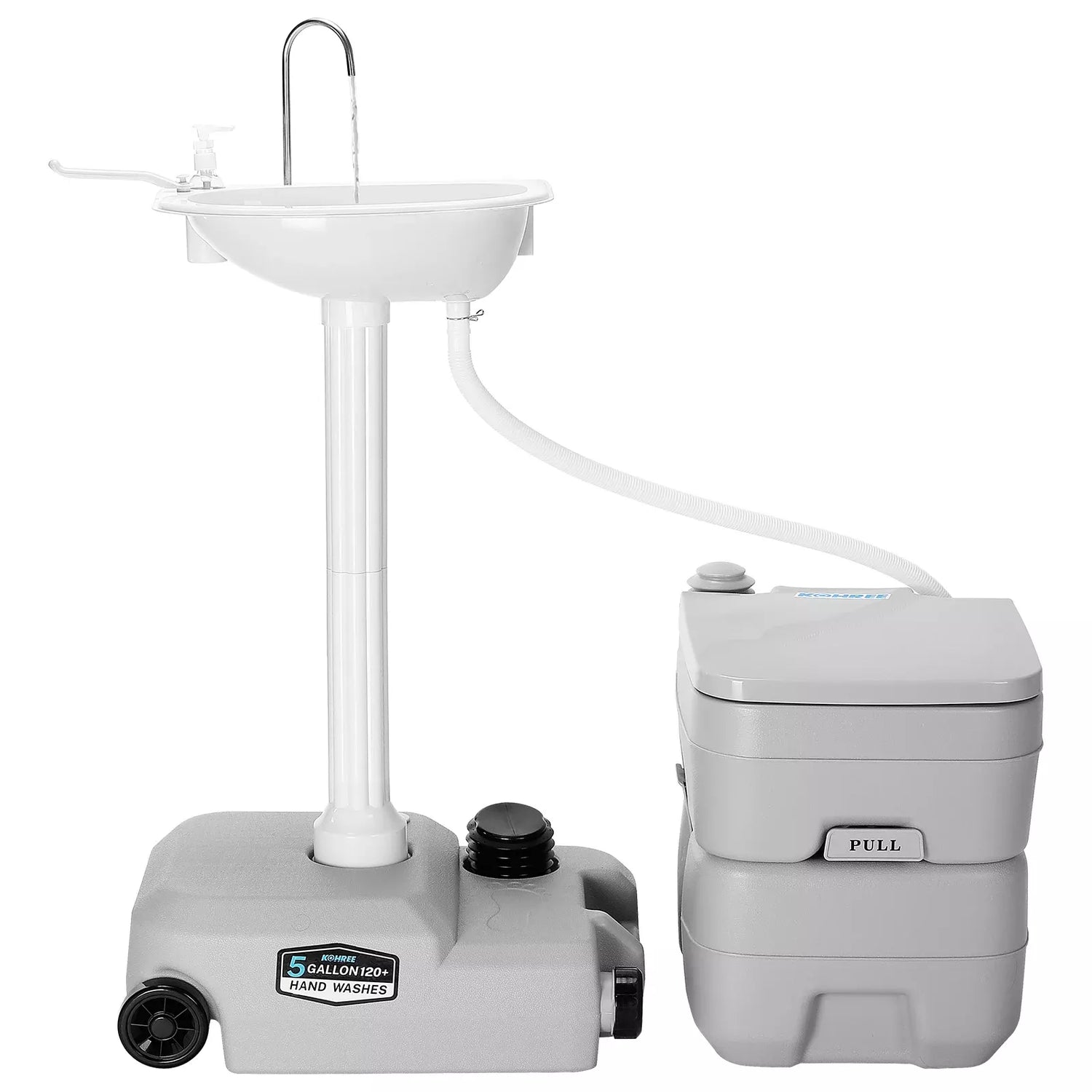 Hand washing station with sink and soap dispenser