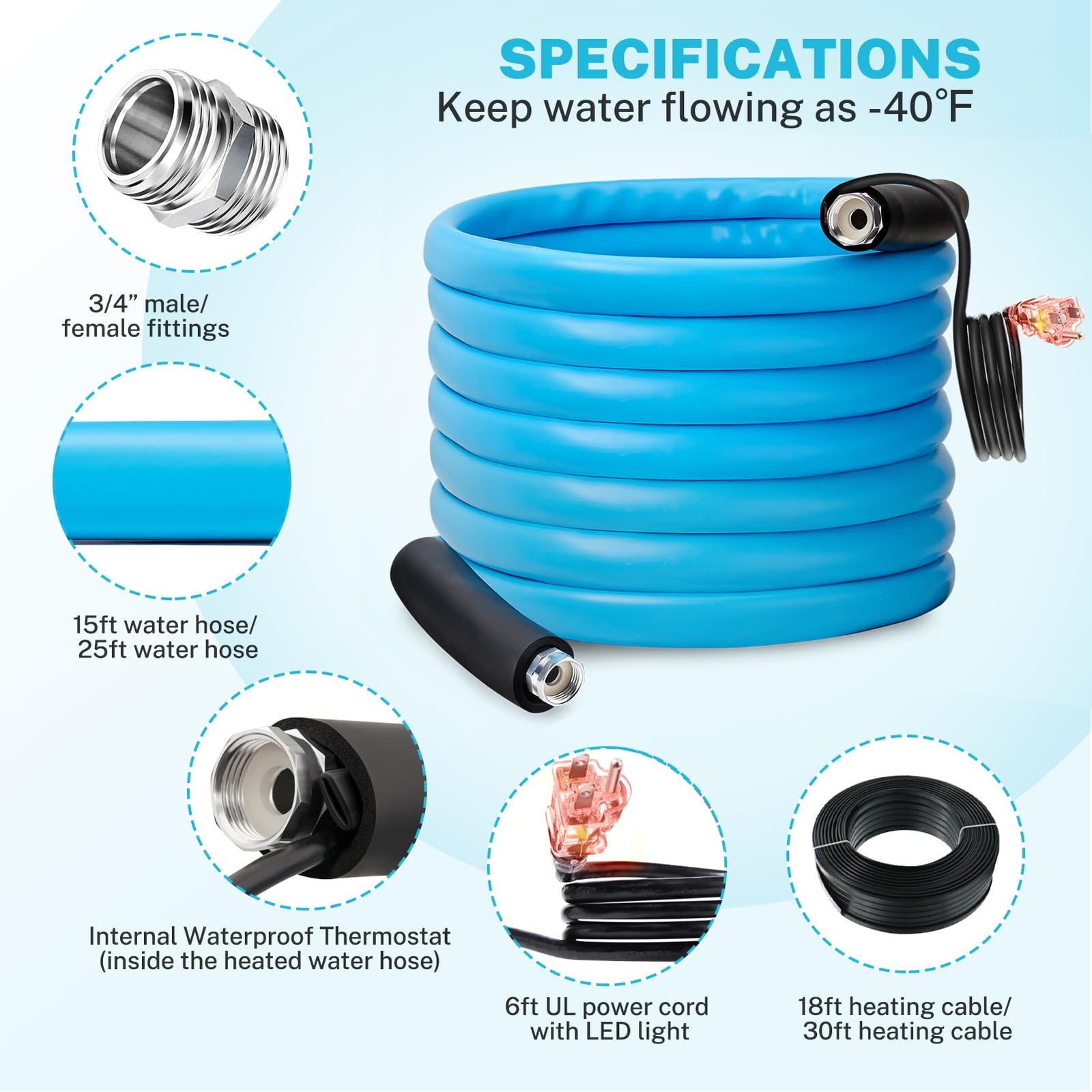 Kohree 25ft Heated RV Water Hose