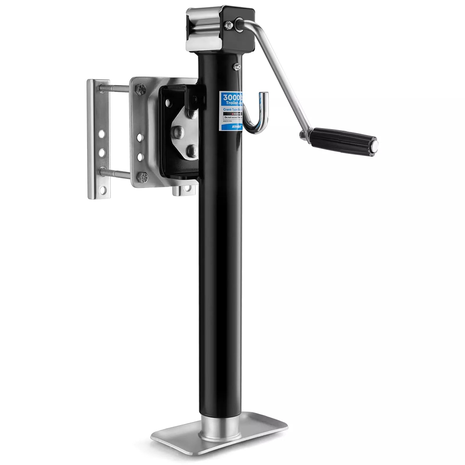 3000 lbs Swivel Trailer Tongue Jack – 15" Vertical Travel Bolt-On Jack with Handle for RV & Boat Trailers