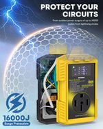 Surge protector with lightning illustration 