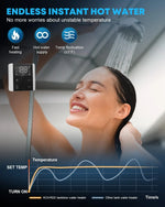 Included Remote Control for Kohree Propane RV Water Heater Displaying Water Temperature and Burner Status