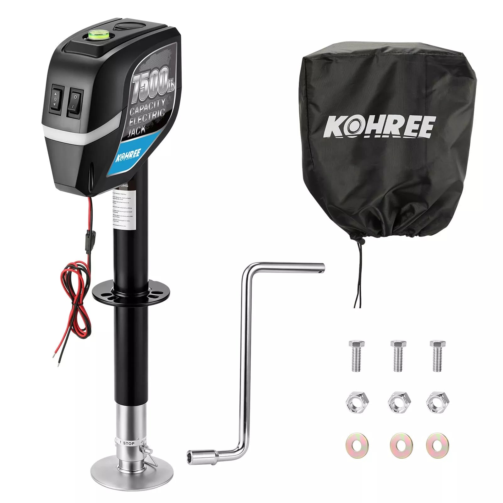 Kohree electric jack 7500 lbs with cover, tool, and hardware 