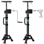 Two black rv slide out support tripod jacks