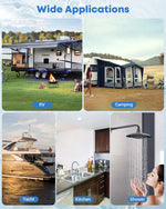 Application of a rv water pump, including RVs, camping, yachts, kitchens, and showers.