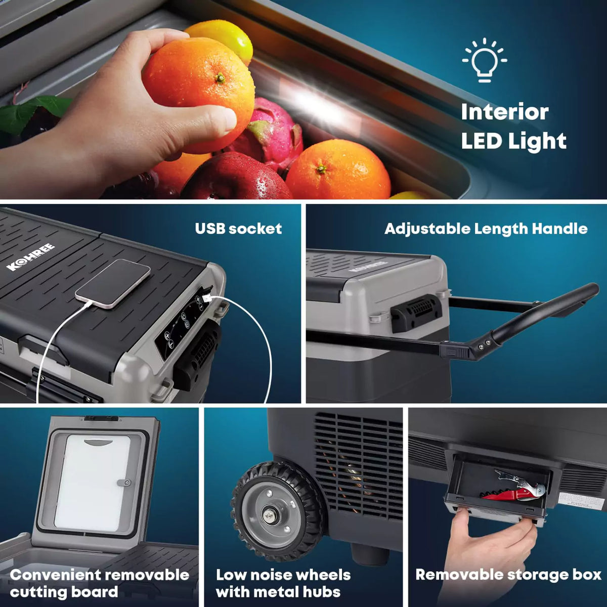 Kohree 42 Qt 12V Portable Refrigerator - Dual-Zone Car Fridge Kohree 42 Qt 12V Portable Refrigerator - Dual-Zone Car Fridge