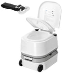 Portable toilet with open lid