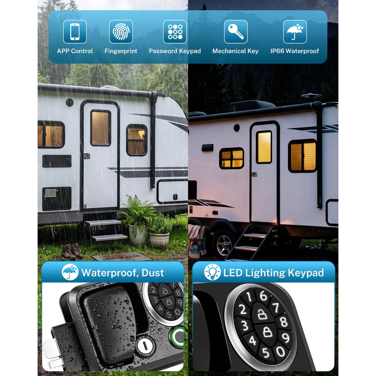 Smart waterproof rv camper door lock 