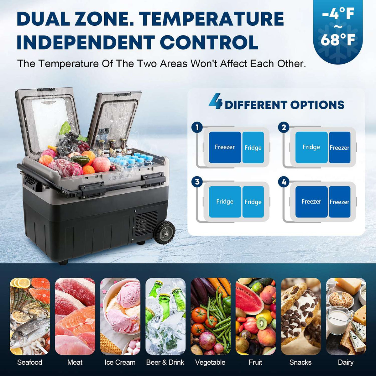 12 Volt Portable Refrigerator, 42 Quart Car Freezer Kohree