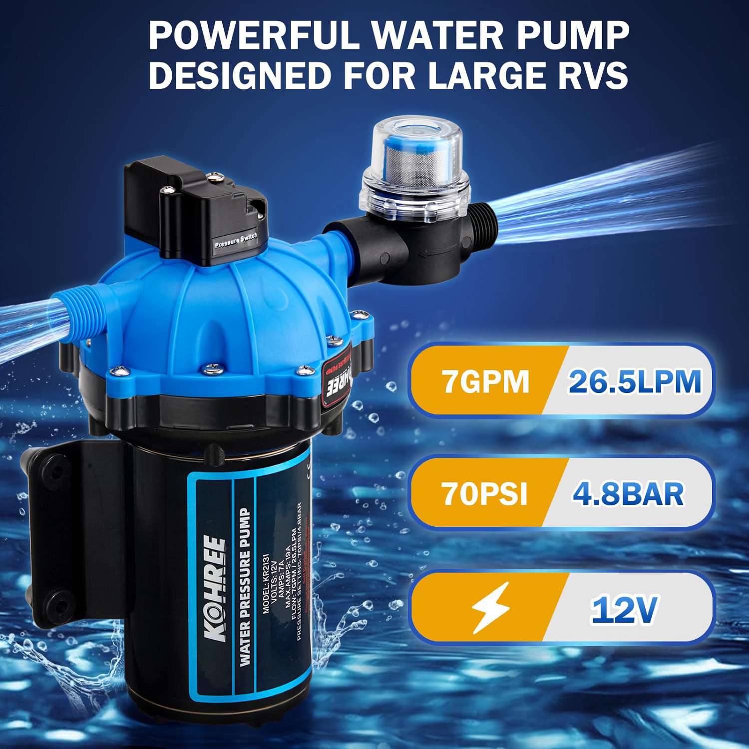12V RV fresh water pump