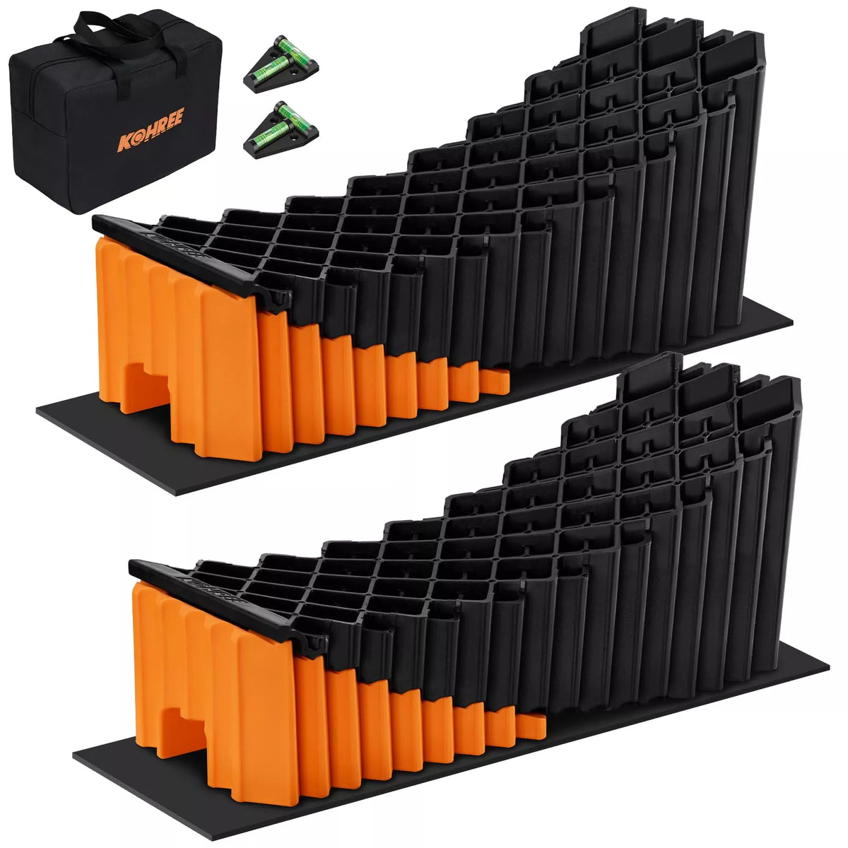 Orange Rv Leveling Blocks Kohree Curved Camper Levelers with Wheel Chocks Kit for Trailers