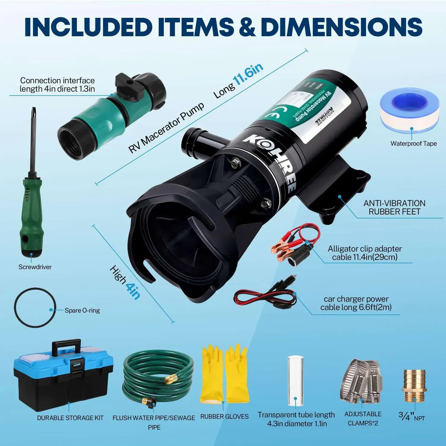 rv macerator pump kit dimension