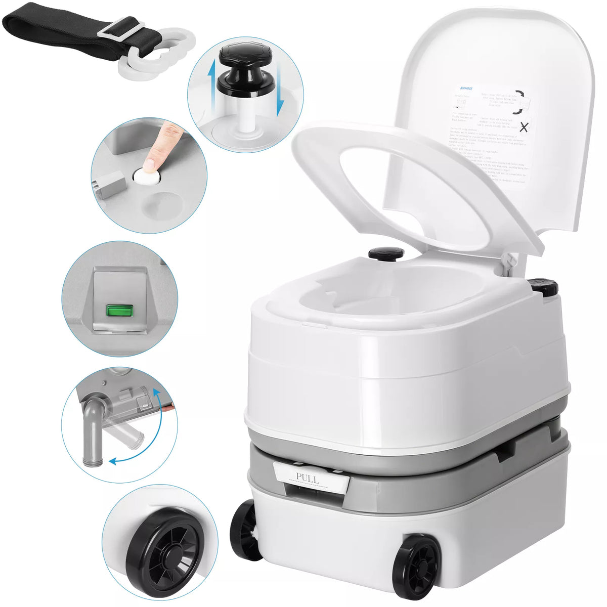 kohree rv portable toilet with wheel