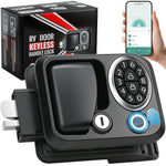 Black electronic keyless handle lock for RV doors with app control 