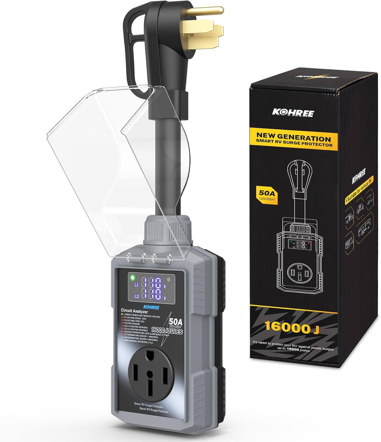 Kohree 16000J rv surge protector 50 amp