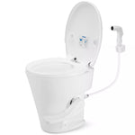 White toilet with bidet attachment