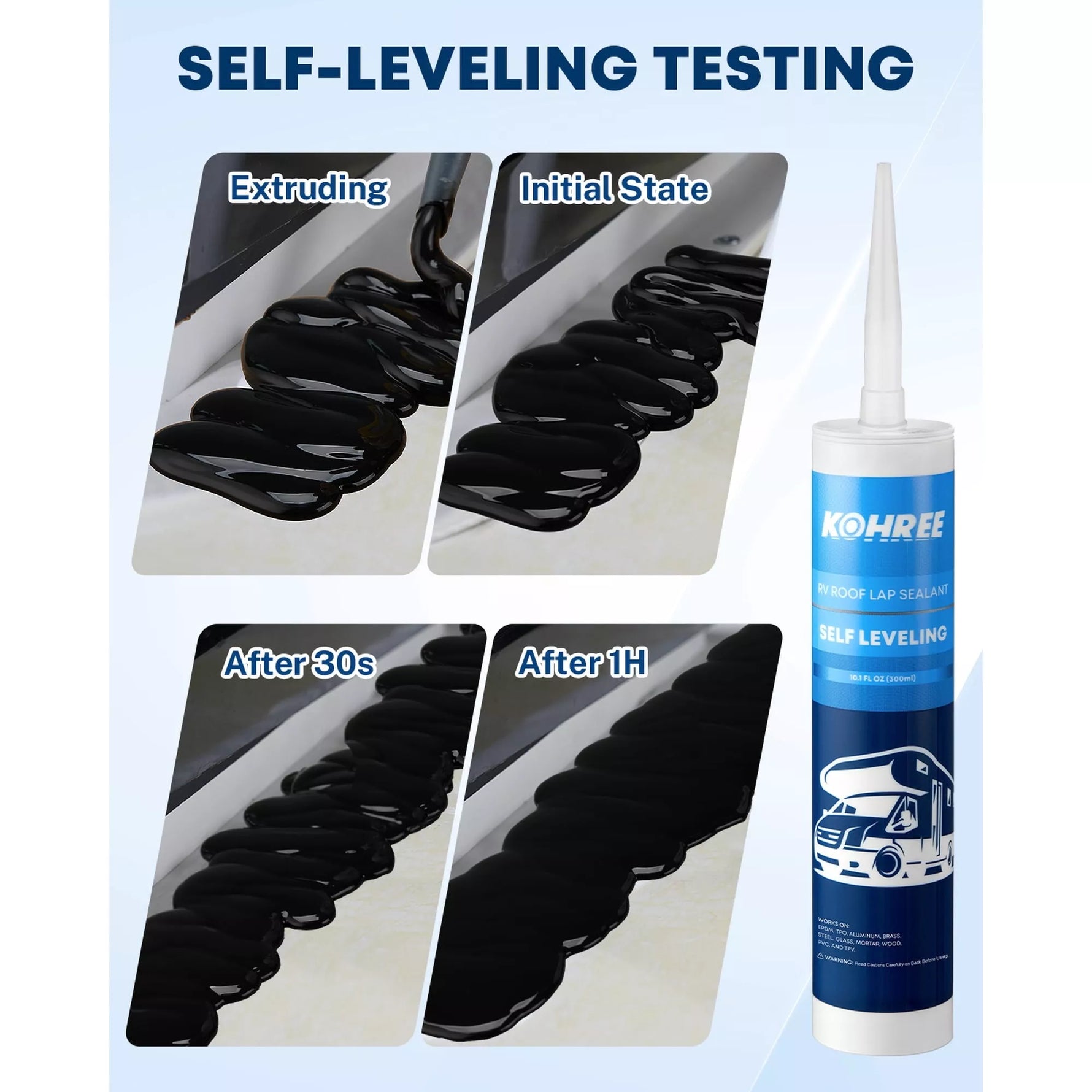 black self leveling rv sealant testing scenario