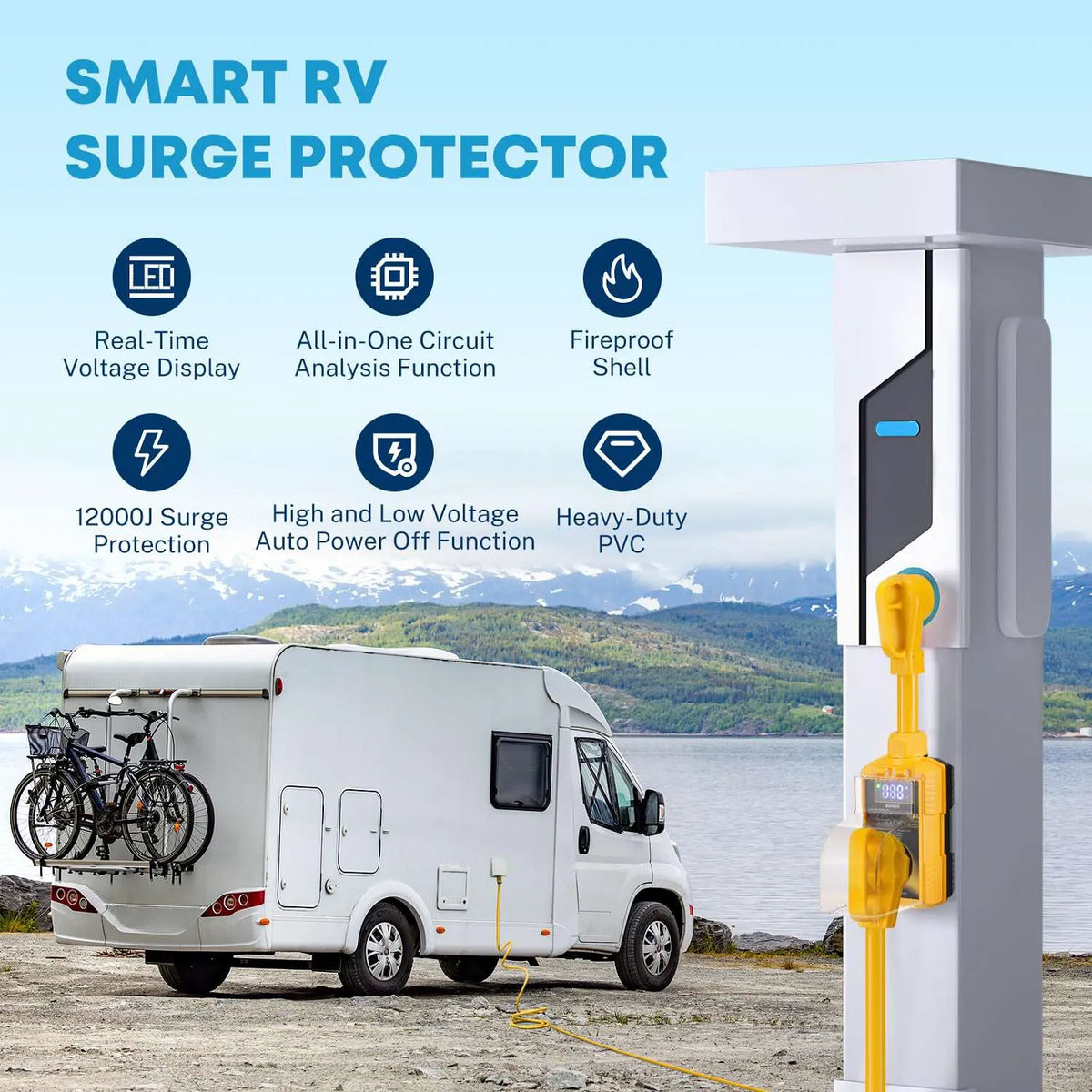 smart 50 amp rv surge protector yellow