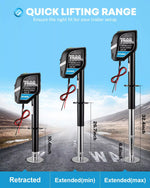 Set of three trailer jacks with digital displays and extended measurements 