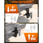 Tow hitch installation system with flexible installation features on a vehicle. 