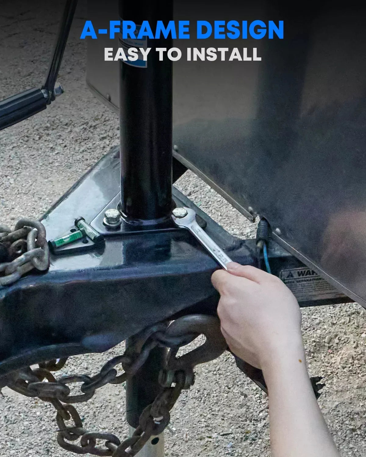 Manual Trailer Jack with 22.5" Vertical Travel and Adjustable Drop Leg for versatile height adjustment.