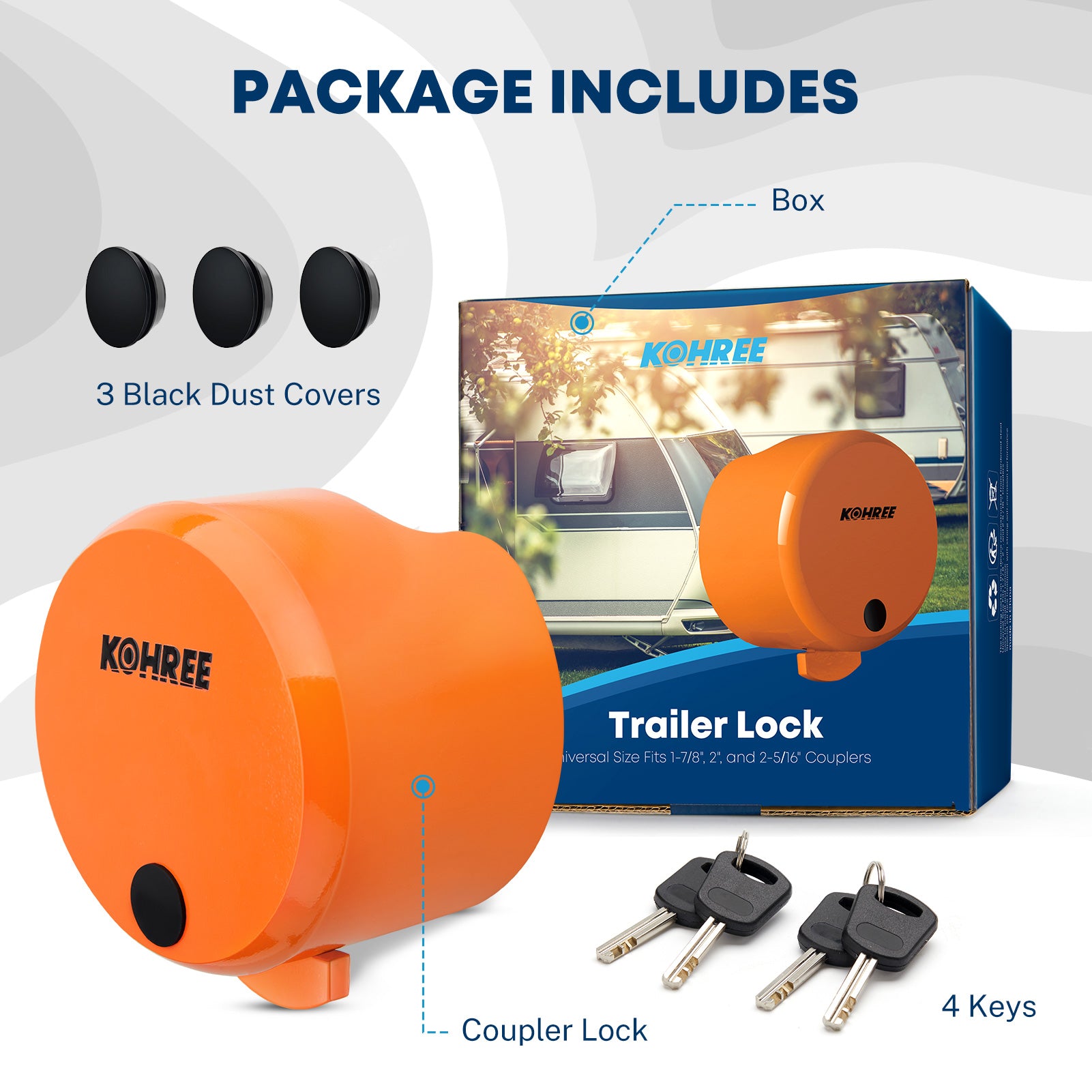 Kohree Trailer Tow Hitch Lock  Heavy Duty Trailer Coupler Lock