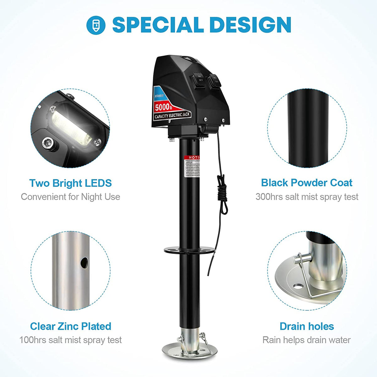 Kohree Electric Tongue Jack for Camper Powered Travel Trailer Jack