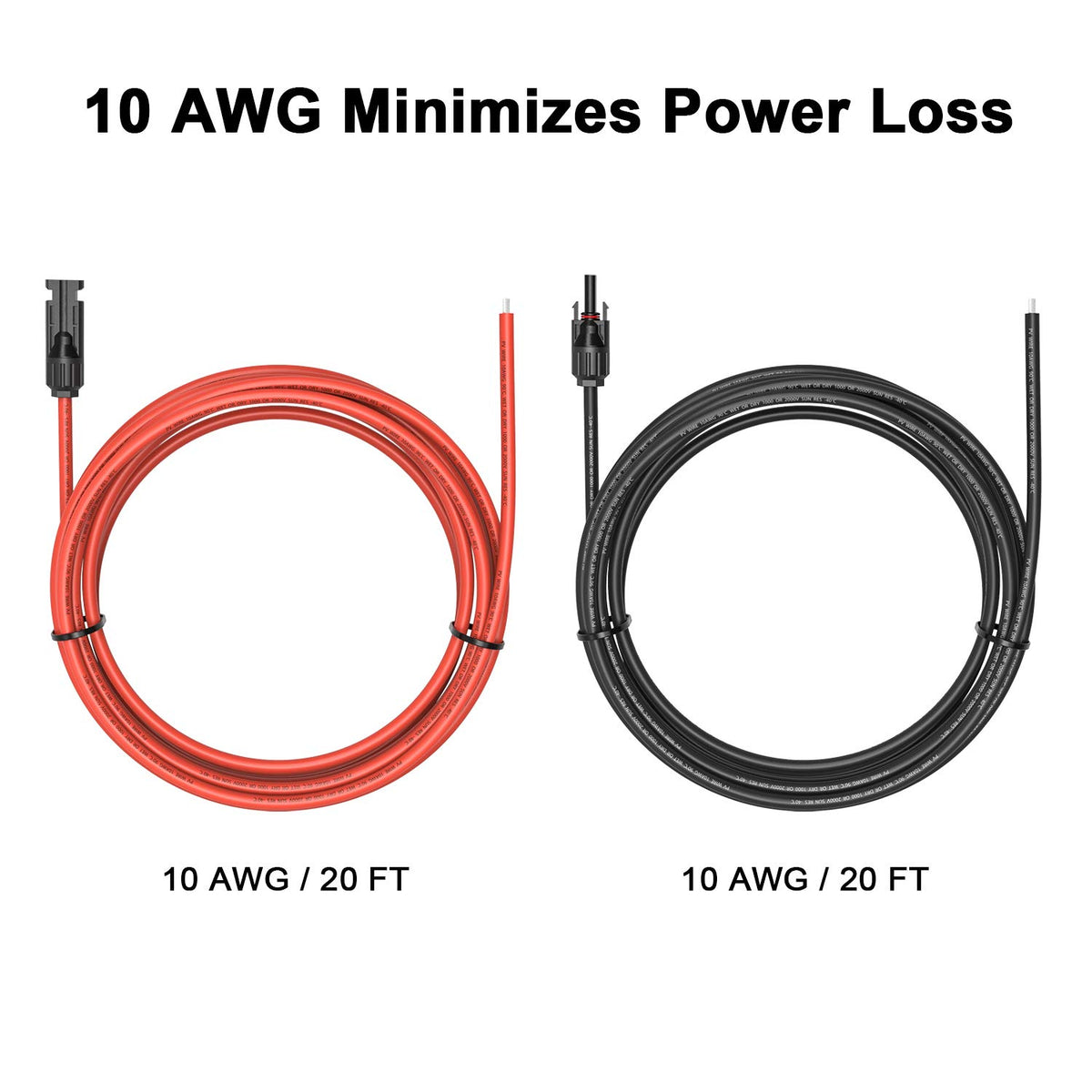 Kohree 20ft Solar Panel Extension Cable High Conductivity & Low Power