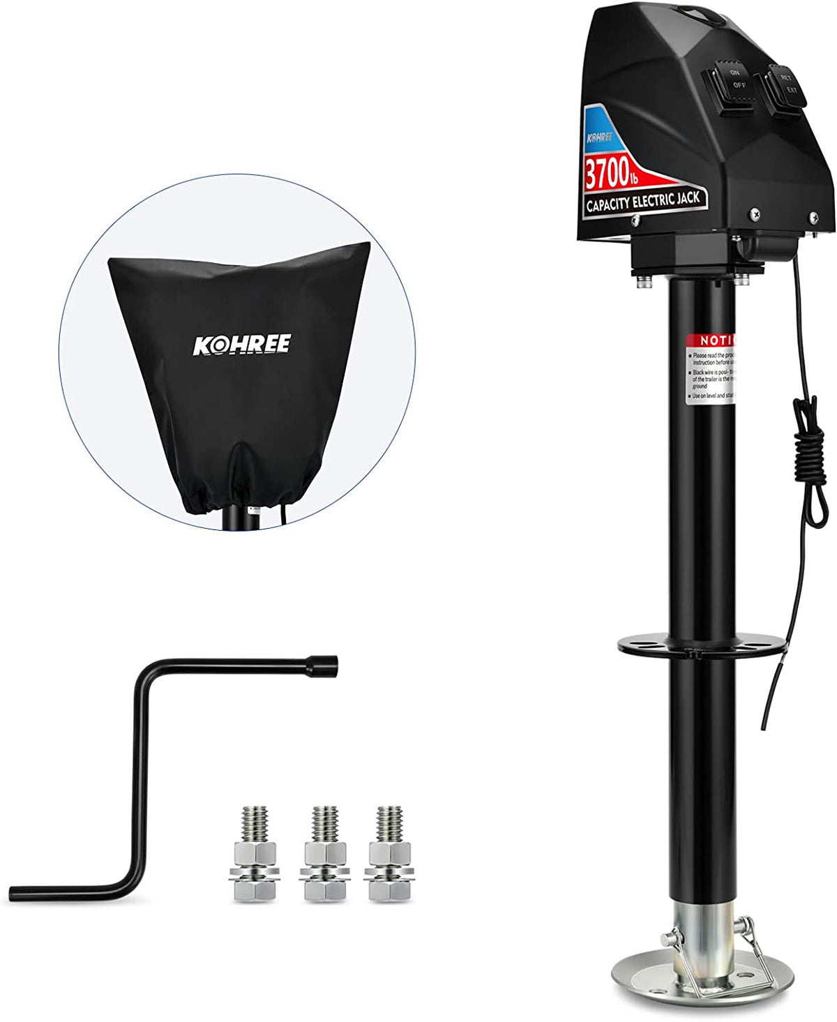 Kohree 12V Electric Trailer Jack Lifts Up to 4000lbs with Ease