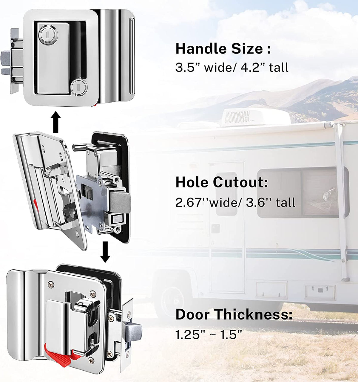 Kohree Chrome RV Door Lock Protect Your Valuables