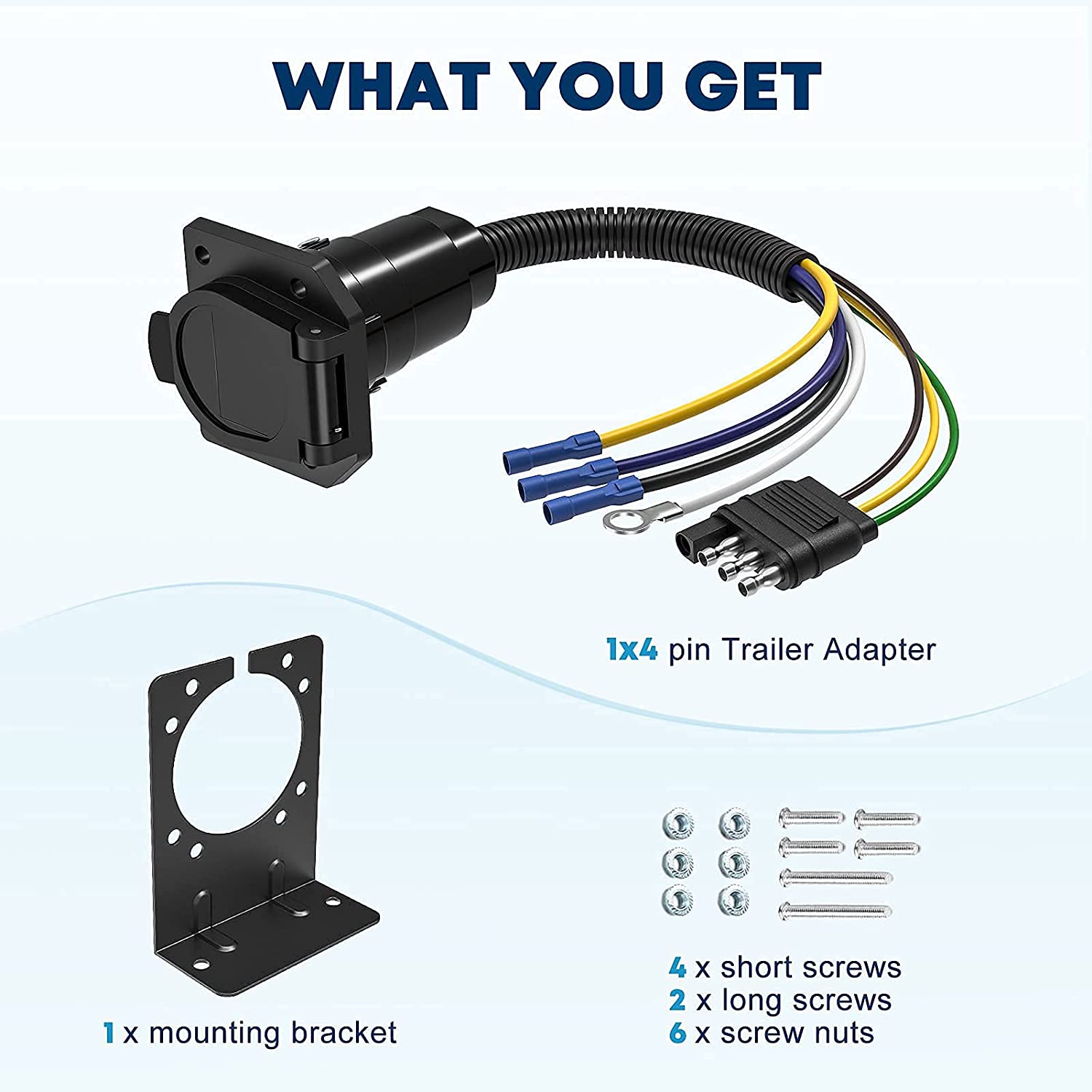 4 Way Flat to 7 Way Round Blade Trailer Adapter