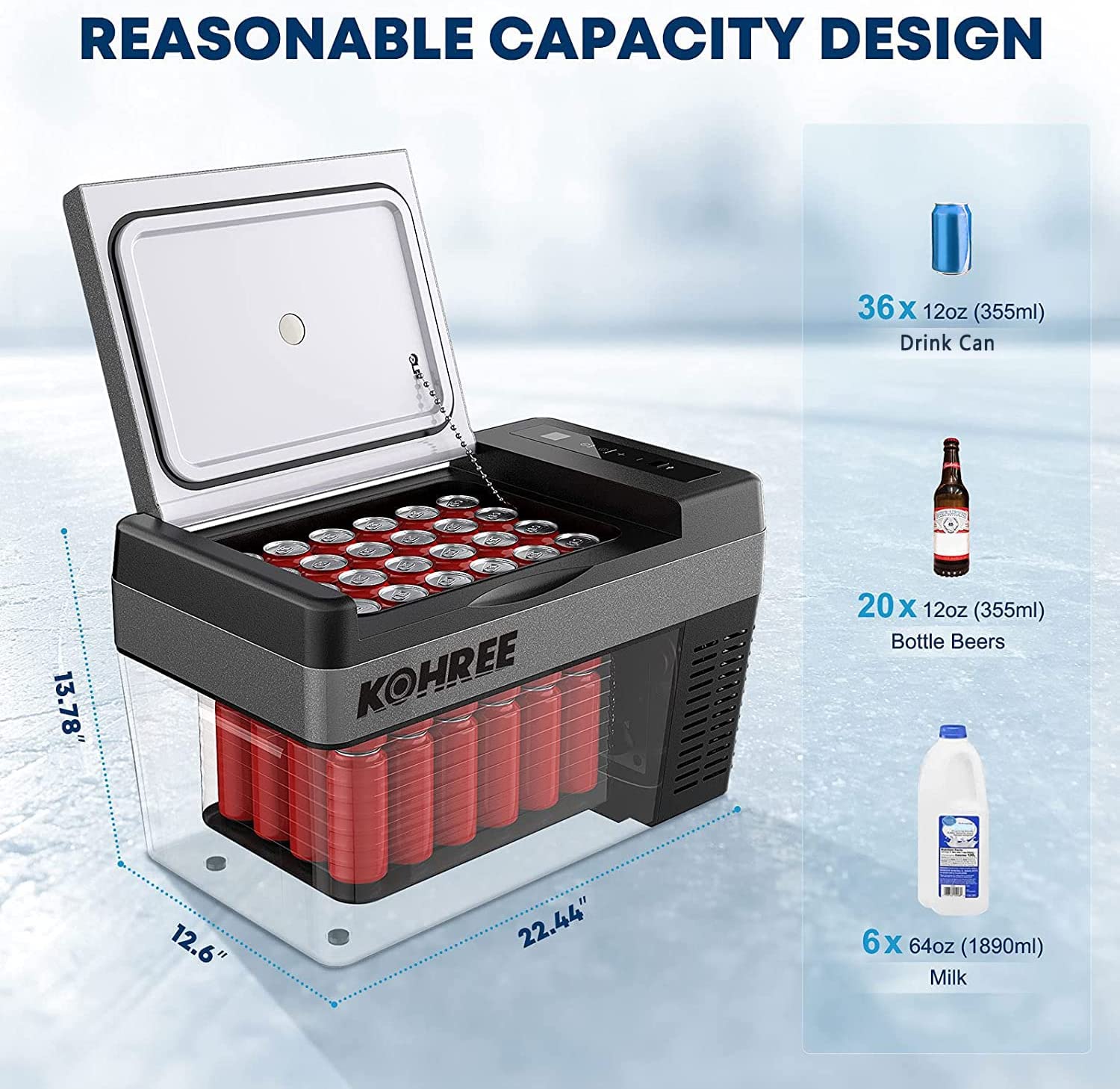 12 Volt Portable Refrigerator, 26 Quart