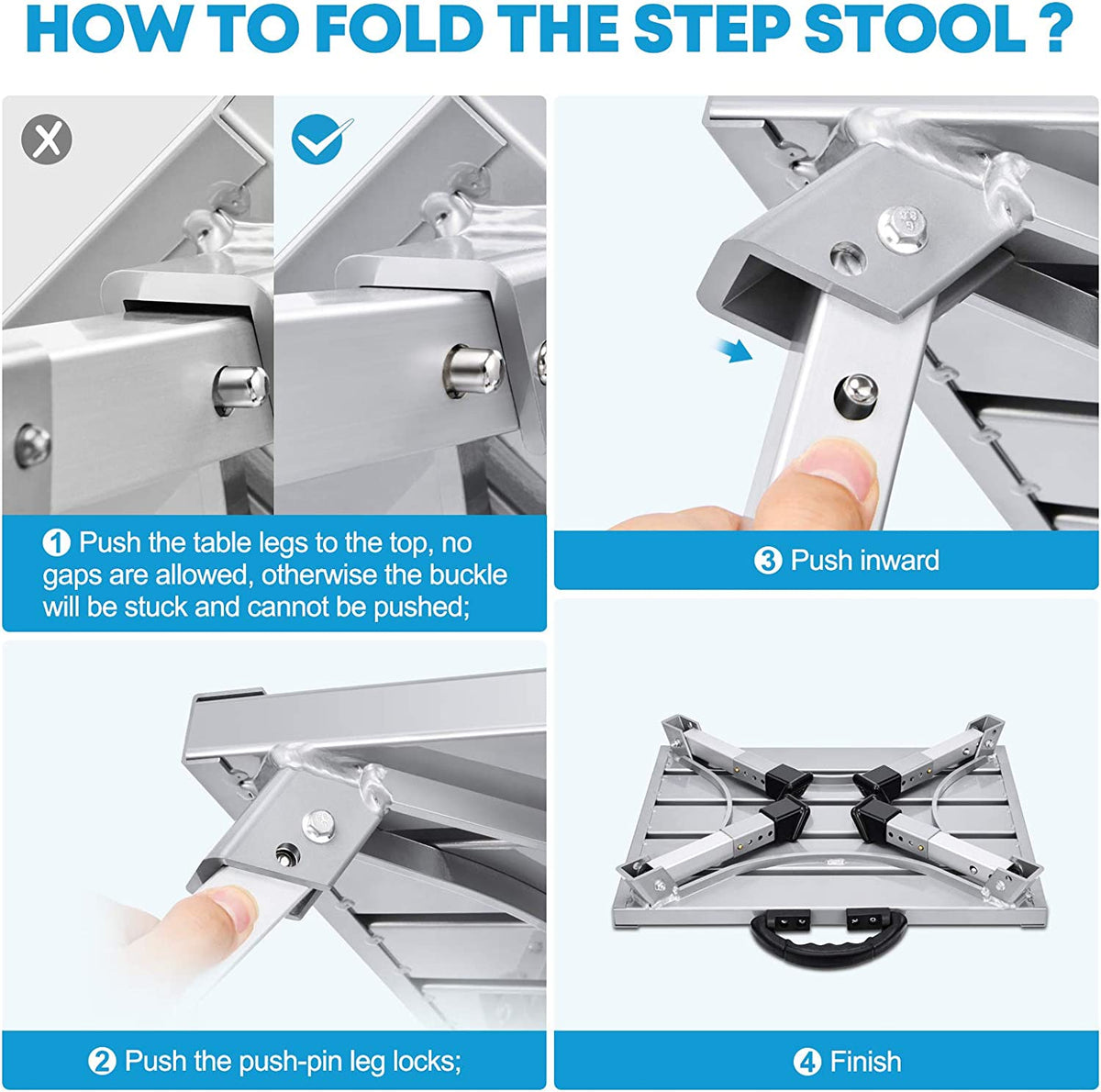 Kohree RV Folding Step Stool Adjustable Camper Step Stool