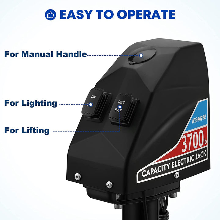 Kohree 12V Electric Trailer Jack Lifts Up to 4000lbs with Ease
