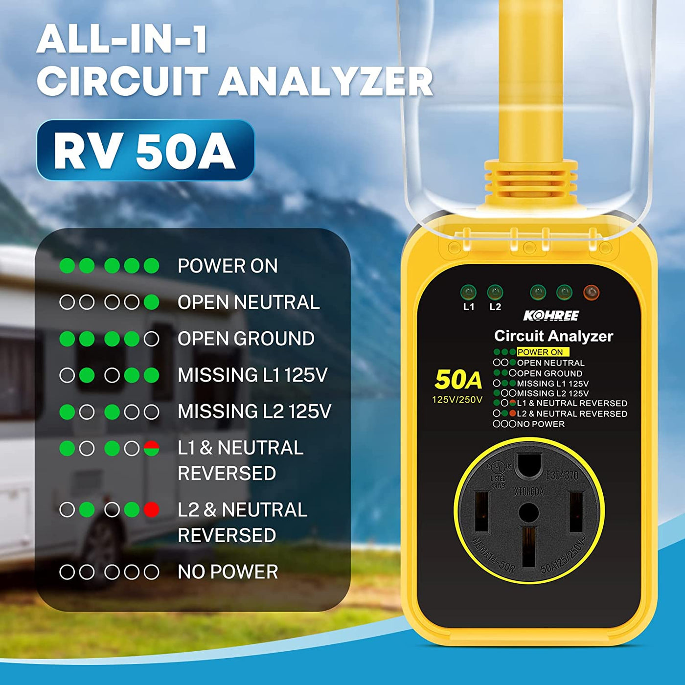 Surge Guard Kohree RV Surge Protector 50 Amp | 8400 Joules Surge Guard RV Power ...